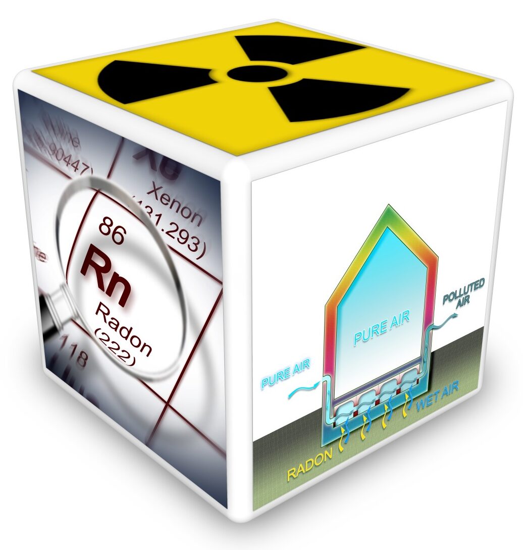 The danger of radon gas in our homes. Concept image